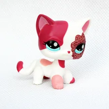 pet shop lps toys standing Short Hair Cat 2291 White pink sparkle glitter kitty New Year
