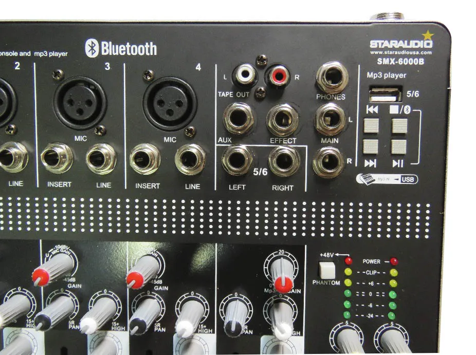 Беспроводной миксер STARAUDIO Pro для DJ 6 канальный USB Bluetooth 2 канала UHF микрофон система