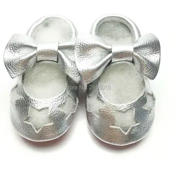 

Silver Color Baby Shoes Genuine Leather Soft baby Girls Shoes Newborn Baby Boy Moccasins Fringe Soft Soled Non-slip Crib Shoes