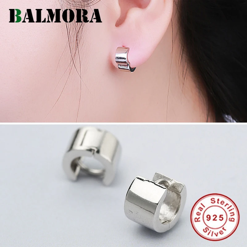 

BALMORA 100% Real 925 Sterling Silver Simple Cuff Clip Earrings for Women Small Hoop Huggie Earrings Jewelry Brincos YJE0156