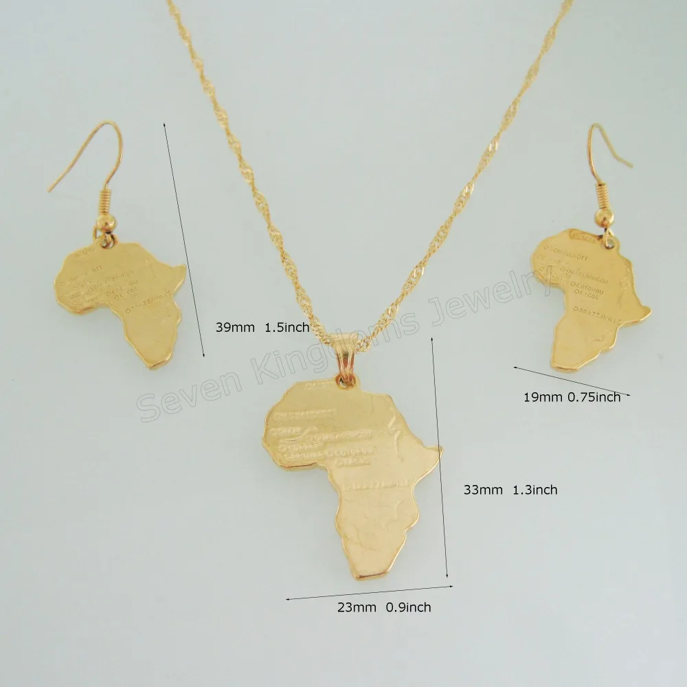 Order 10 Get Free Shipping New Yellow Gold Gp 18 Necklace Plain Order 10 Get Free Shipping New Yellow Gold Gp 18 Necklace Plain Surface Africa Map Shaped Pendant Dangle Earring Set In Jewelry Sets From