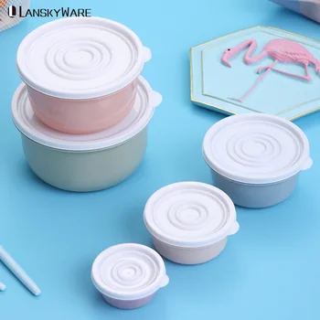 

LANSKYWARE 5Pcs/Set Food Container Environmently Food Grade Plastic Bento Fresh-Keeping Box Fridge Multi Capacity Save Space