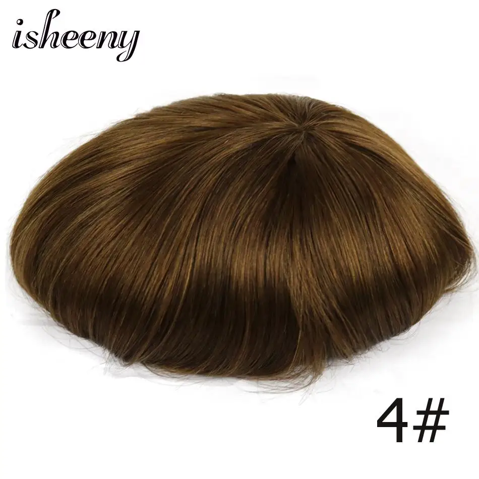4 # Isheeny Remy человеческие волосы для мужчин s парик Одиночная накладка натуральных волос кружево Тонкий PU заменить для мужчин t системы Toupees для мужчи - Парик Цвет: 4 #