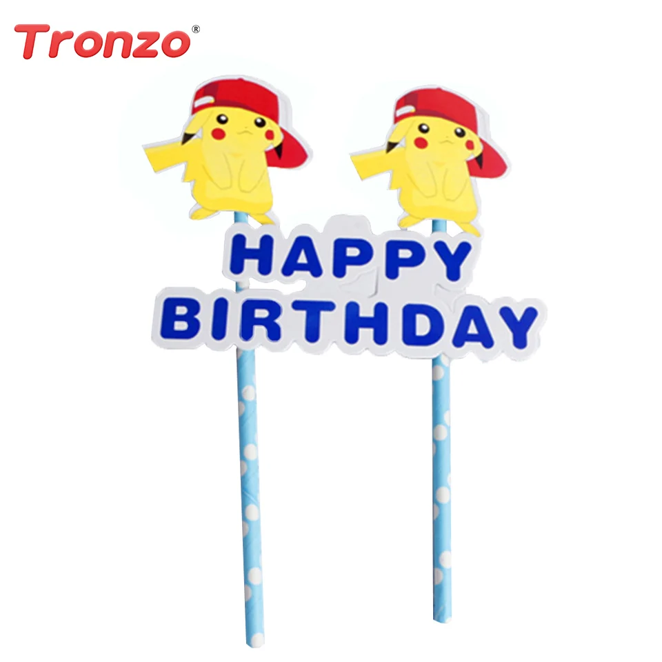 

Tronzo 1set Pikachu Cake Topper Birthday Party Decorations Kids Happy Birthday Cupcake Toppers Anime Theme Party Baby Shower Boy