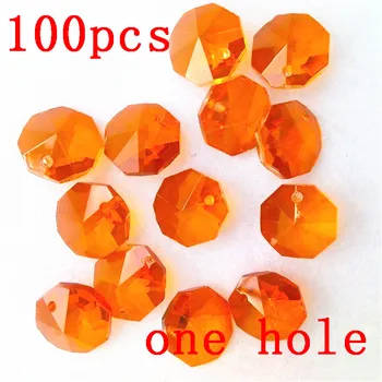 

Glass 100pcs/Lot 14mm Orange Red Crystal Octagon Beads One Hole Christmas Tree Crystal Bead Garland Strand Beads