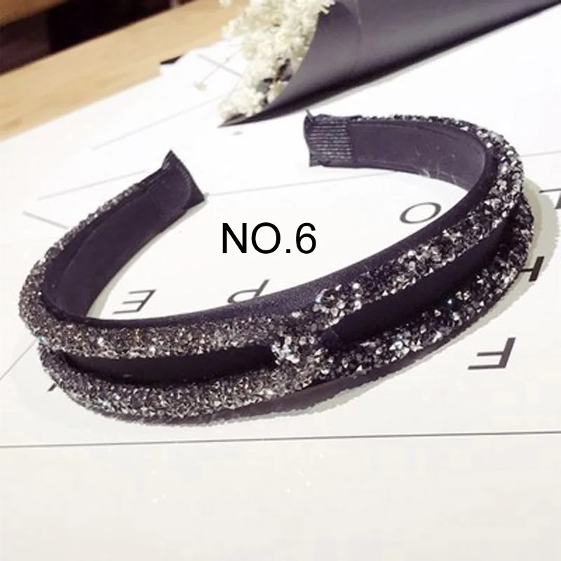 New Fashion Rhinestone Crystal Cross Hair Bands Unique Design Wide Hairband Headbands for Women Girl Shiny Hoop Hair Accessories - Цвет: NO.6