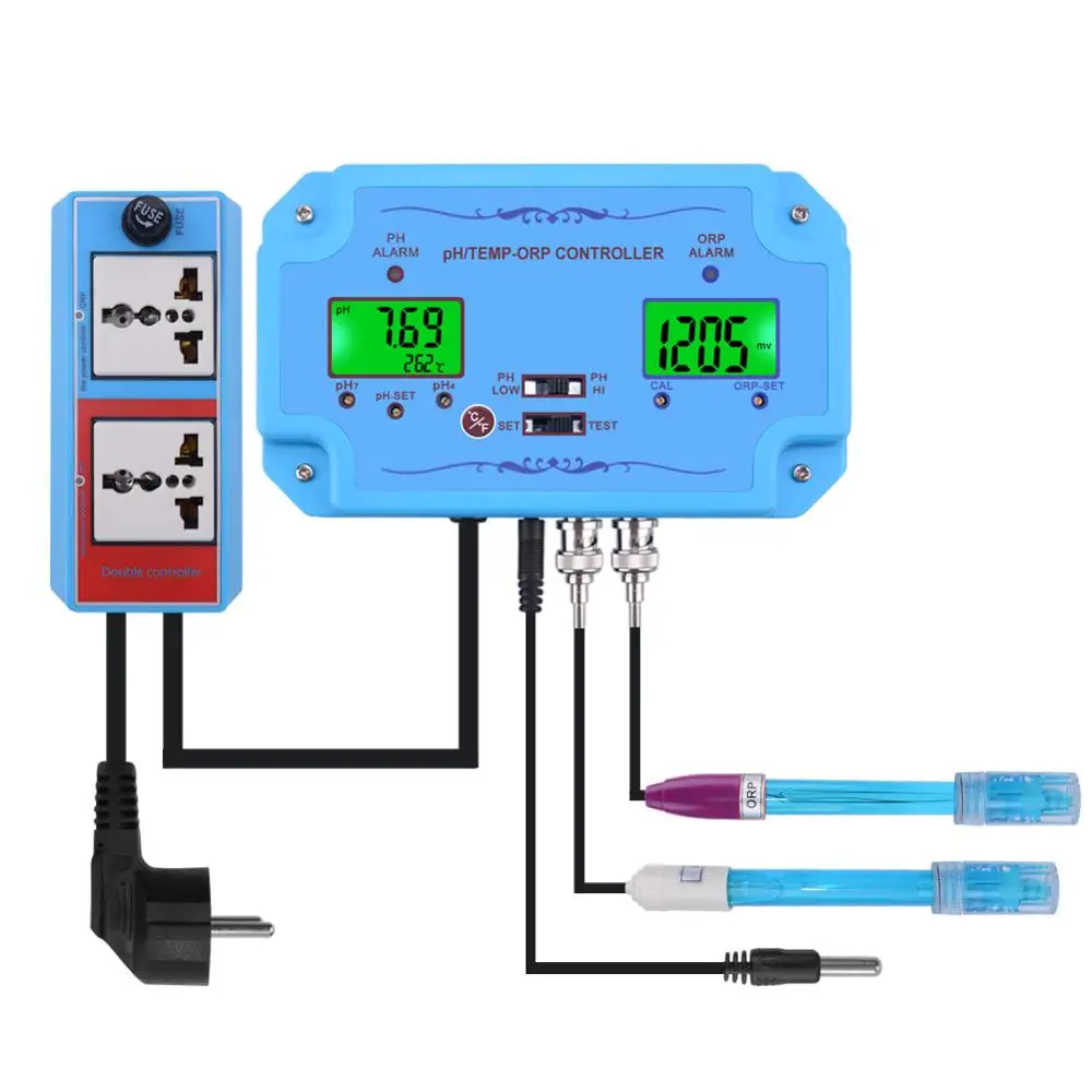 Yieryi 3 в 1 pH/TEMP/ОВП контроллер датчик качества воды Тип BNC зонд тестер качества воды монитор для аквариума - Цвет: US plug