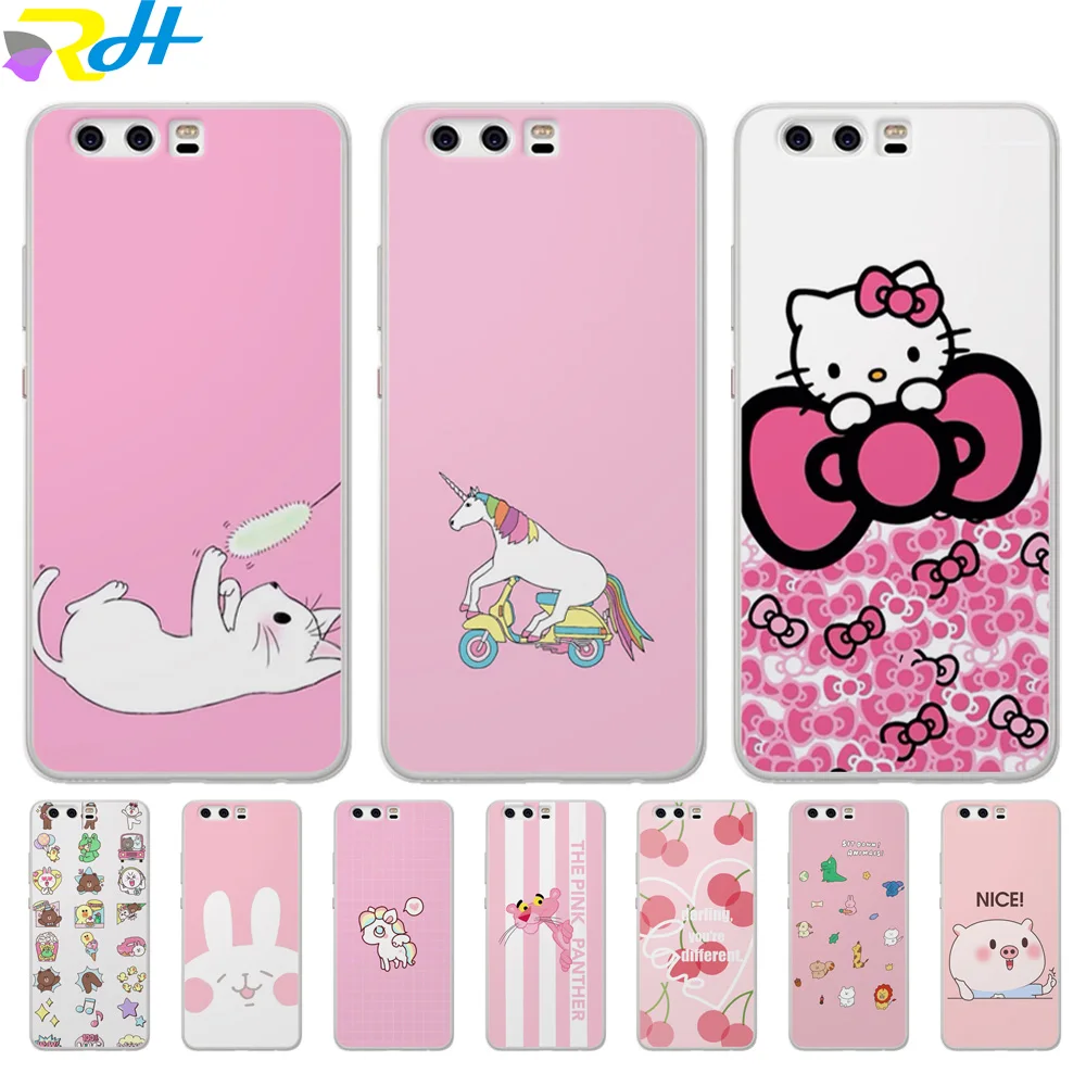 

For funda Huawei P20 lite case The Pink girl heart for Huawei P8 lite Coque Etui for P9 P10 Lite P10 Plus P20 P30 Pro cover