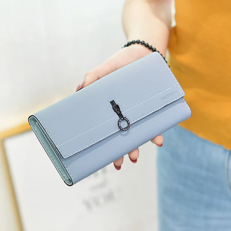 

2019 New Fashion lady's Long Wallet triple discount large capacity multi-purpose wallet clip tide Clutch ba