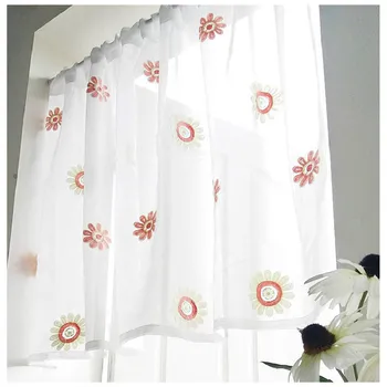 

Home Decoration Sun flower Embroideried Curtains Bay Window Treaments For Living Room Door /Pleat Kitchen Curtains