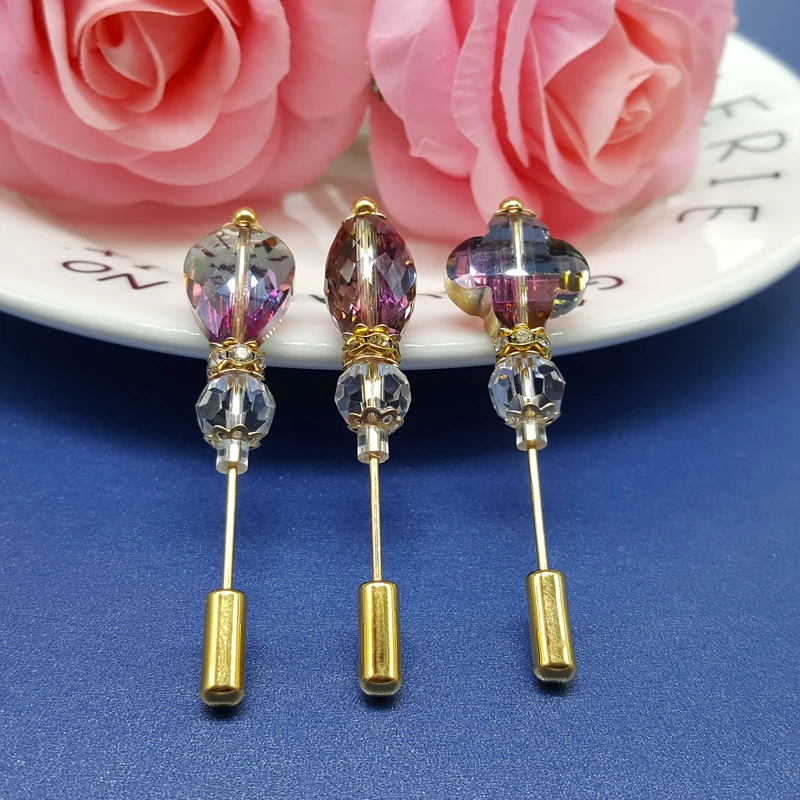

Shiny Crystal Beads Lapel Pins for Suit/Coat/Hijab