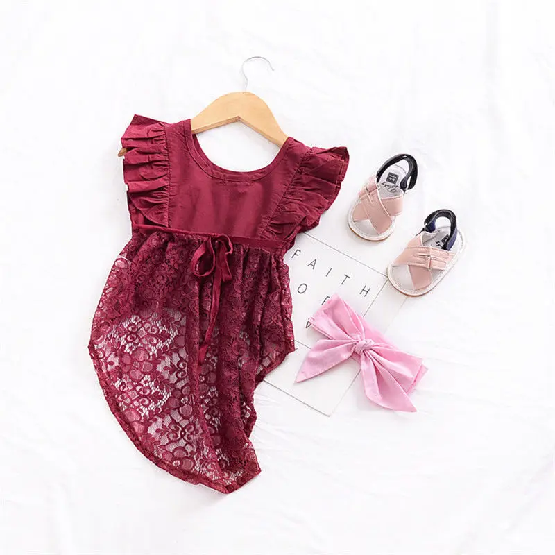 Vintage Toddler Kid Baby Girls Lace Flower Party Pageant Tutu Dress Tops Clothes Patchwork Children Girl Enfant Dresses Lovely | Детская