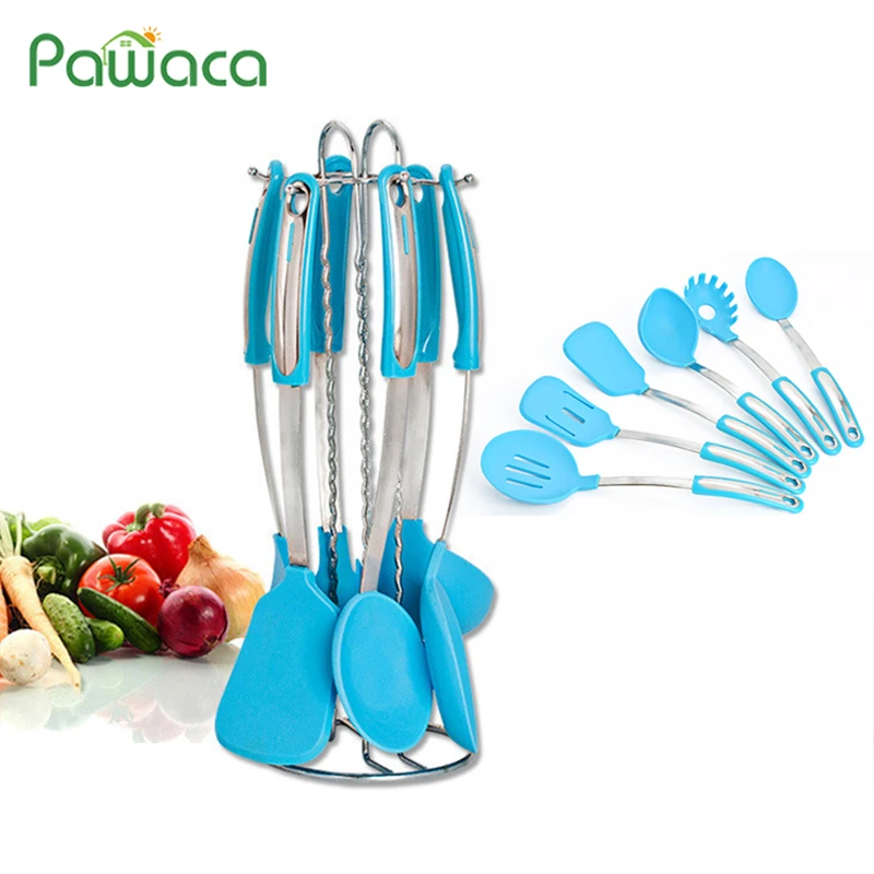 

7 Piece Non-stick Cooking Utensils Kitchen Utensils Set Nylon Spatula Ladle Slotted Spoon Cooking Tools with Stand Holder