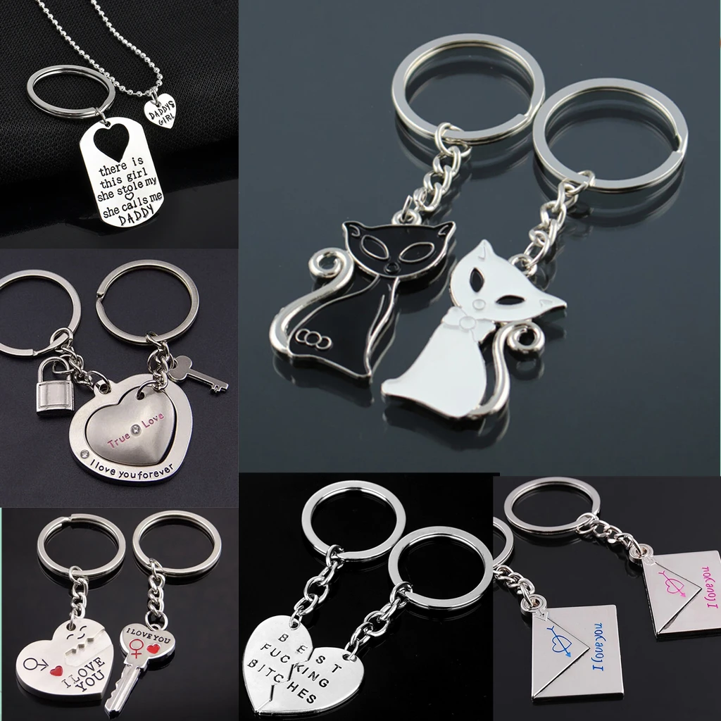 

2pcs lover couple Car Key Chain Keychain Creative Ring Automobile Key Chain Keyring for Man Gift Auto Accessories Dropshipping