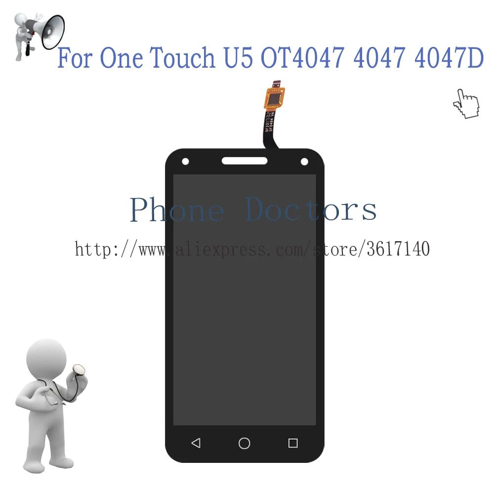 

5.0'' Full LCD DIsplay + Touch Screen Digitizer Assembly For Alcatel One Touch U5 3G 4047 4047D Digitizer LCD 100% Tested