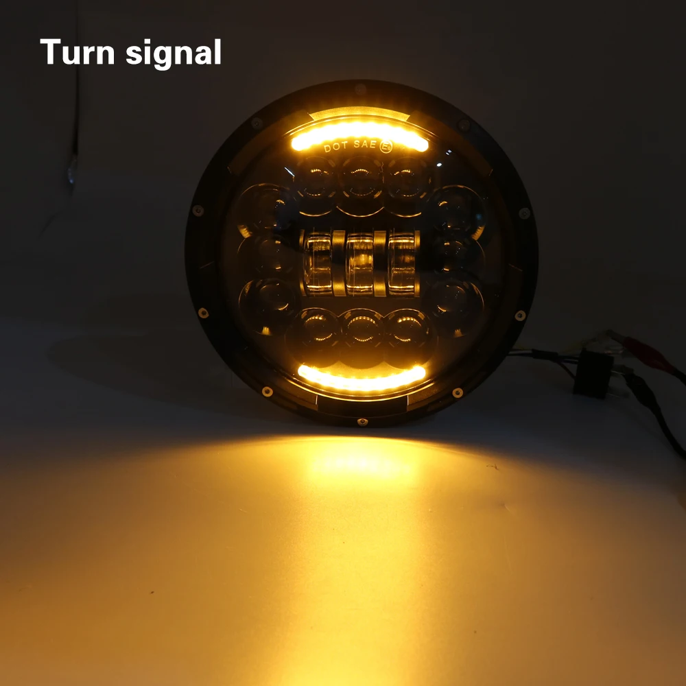 2X 7 Inch 90W 80W H4 LED Round Headlight Daymaker Projector LED Headlamp With Angle Eyes & DRL &Turn light For Jeep Lada Niva (21)