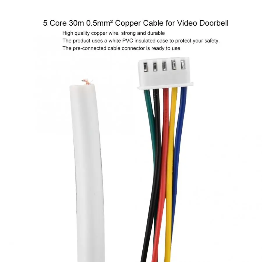 5 Core 30 m 0,5 мм круглый гибкий медный кабель для видео дверной телефон системы