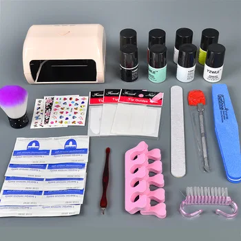 6 color uv gel polish 9w timer uv lamp manicure uv gel nail art diy nail tools sets kits nail gel kit