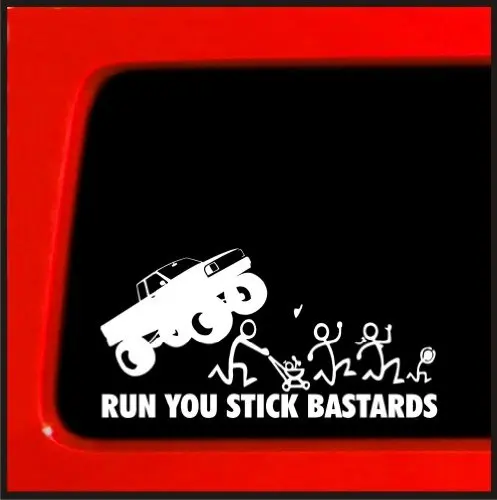 Наклейка с изображением семьи Run You Stick Monster truck забавные автомобильные наклейки Белый 7 ''белый windows наклейка с надрезом