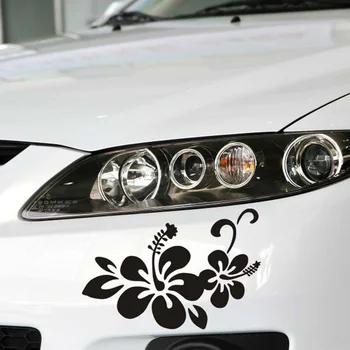 

A Pair Car Stickers Flower Engine Hood Decal Car Light Decor Motorcycle Auto Vinyl Covers Accessories