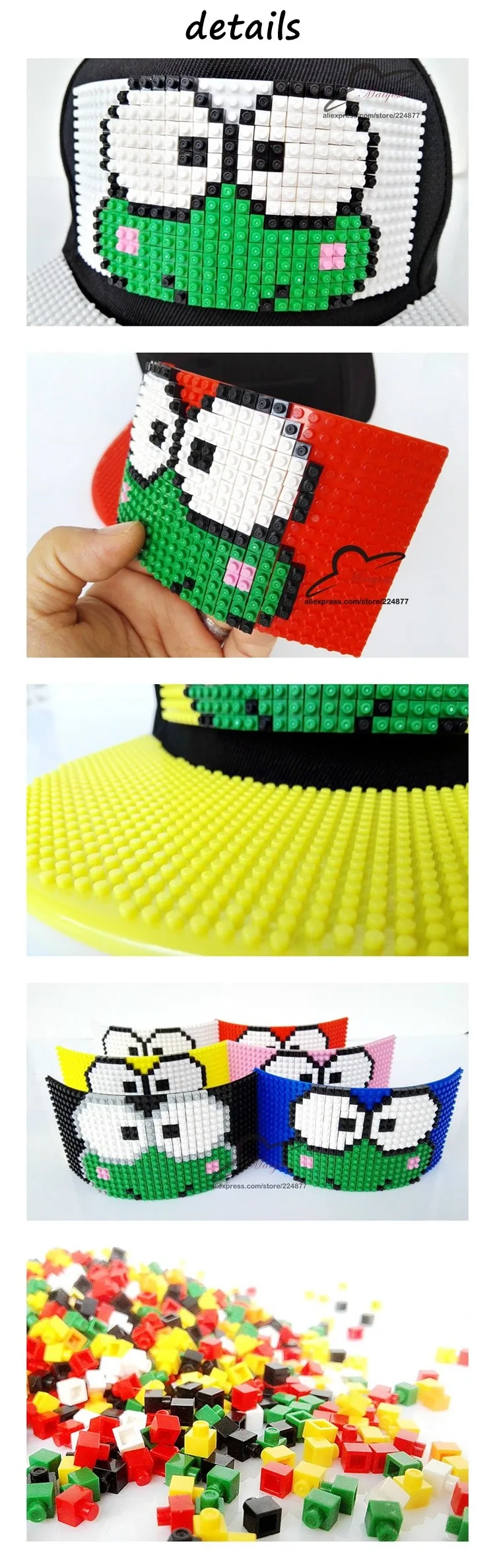 Модные Мультяшные лягушки дизайн DIY Кирпич Snapback шапки для мужчин летние мозаики крутая шляпа для женщин съемные шапки