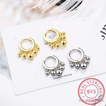 

Ins Simple Beads Tassel Hoop Earrings For Women 925 Sterling Silver Earrings oorbellen 2019 New Trendy