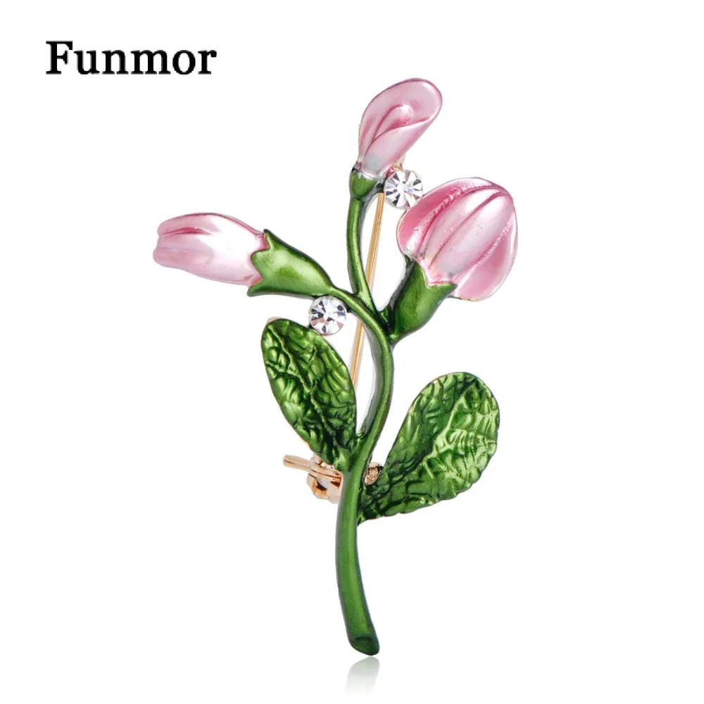 Красивые эмалированные Броши FUNMOR в виде цветка тюльпана искусственные растения