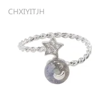 925 Sterling silver Open ring finger The stars the moon small and pure and fresh Women's fashion jewelry wholesale 925 Sterling silver Open ring finger The stars the moon small and pure and fresh Women's fashion jewelry wholesale