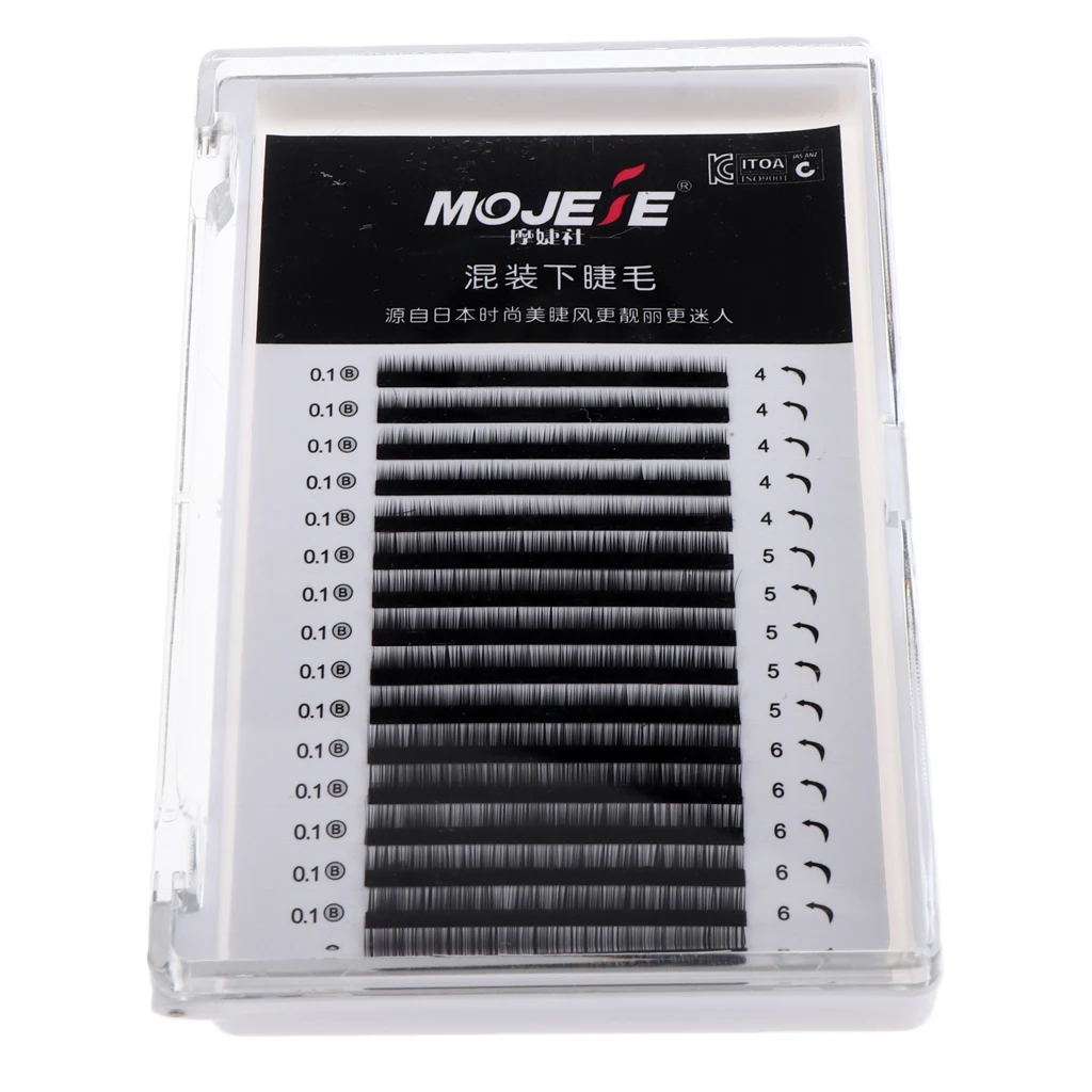 1 Box 4/5/6mm Mixed Lengths Natural Soft Lower Under False Eyelashes For Eyelash Extensions Practice Training