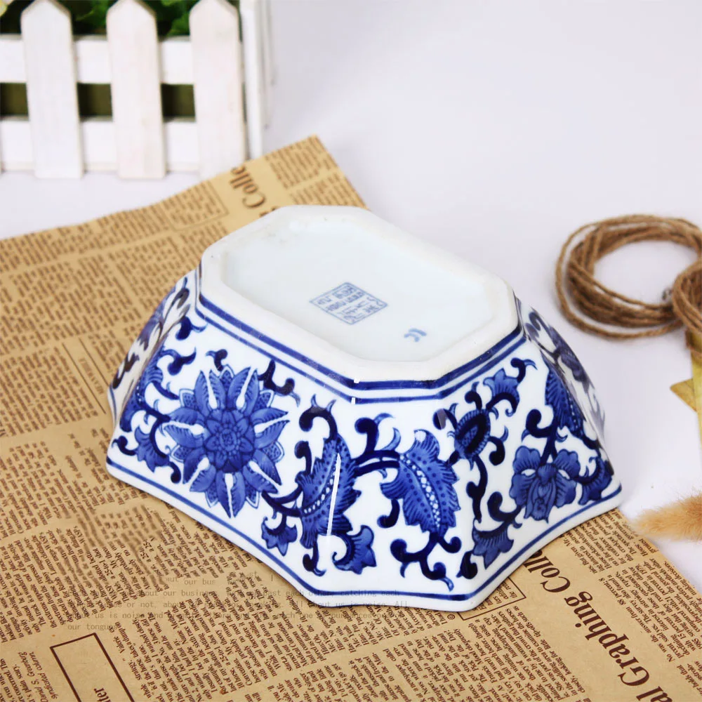 European dry fruit tray blue and white underglaze and paintedirregular shape ceramic fruite plate 5