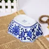 European dry fruit tray blue and white underglaze and paintedirregular shape ceramic fruite plate 5