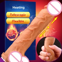 Soft Silicone Vibrating Dildo Realistic Big Penis Heating Automatic Telescopic Dildo Vibrator Sex Toys for Women Sex Products