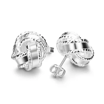 

Snowflake Wholesale Fashion 925 sterling silver earrings for women/man Tennis net web stud earing cuff Glamour jewelry gifts