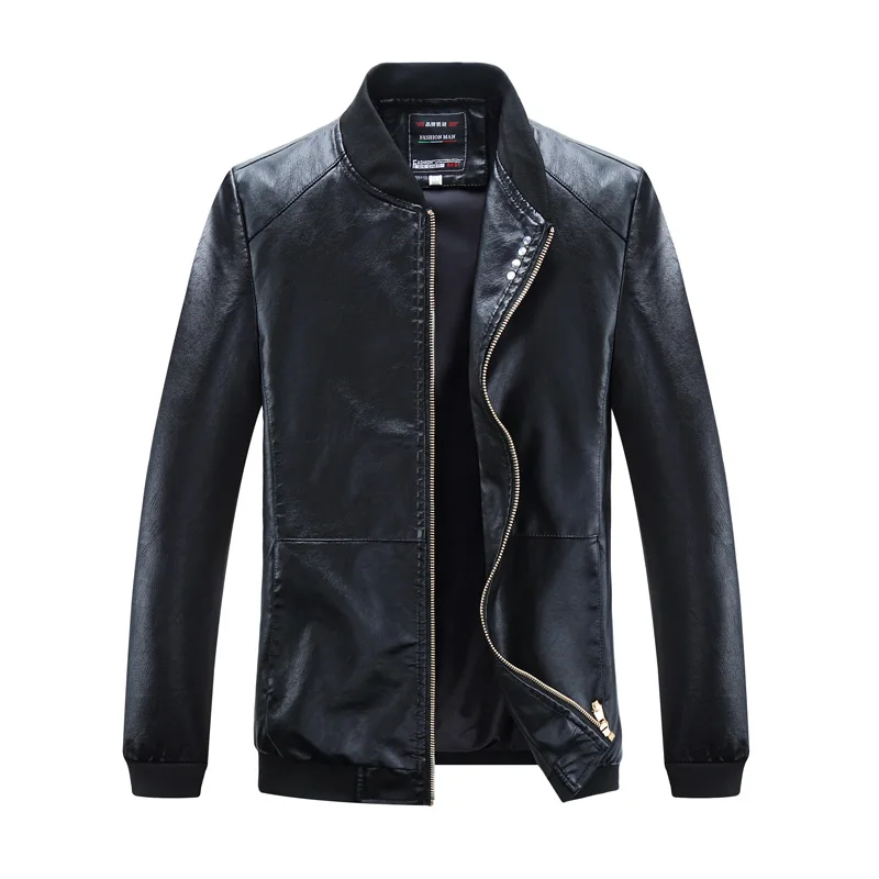 

JackJones Men's Spring Casual PU Jacket Slim Casual Coat Men's Brand Clothing Fashion Coats Male Biker Outerwear