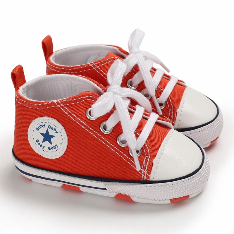 Повседневная детская обувь для маленьких мальчиков и девочек; нескользящая Мягкая подошва; Повседневная парусиновая обувь; кроссовки - Цвет: Оранжевый