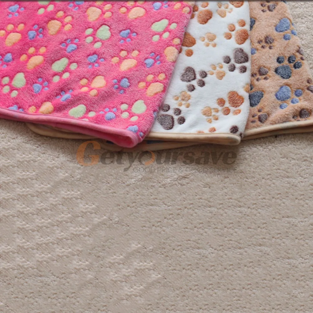 Cute Pet Small Warm Blanket Paw Print Dog Cat Hamsters Puppy Fleece Soft Beds Mat Cushion Pad