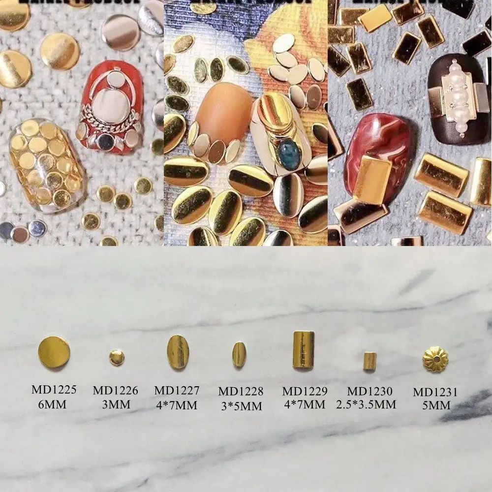 

3D 200pcs/bag Metal Stud Round Rectangle Oval Flower Metal Stud md1225-1231