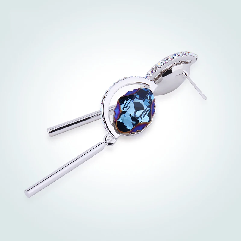 Серьги Warme Farben с кристаллами Swarovski для женщин, 925 пробы, серебристые, полукруглые, вечерние, висячие серьги