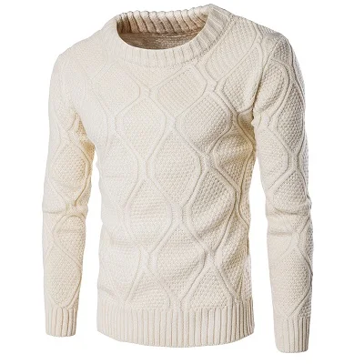 Осенне-зимний мужской свитер, плотная теплая вязаная одежда, мужской свитер Y260 - Цвет: Бежевый