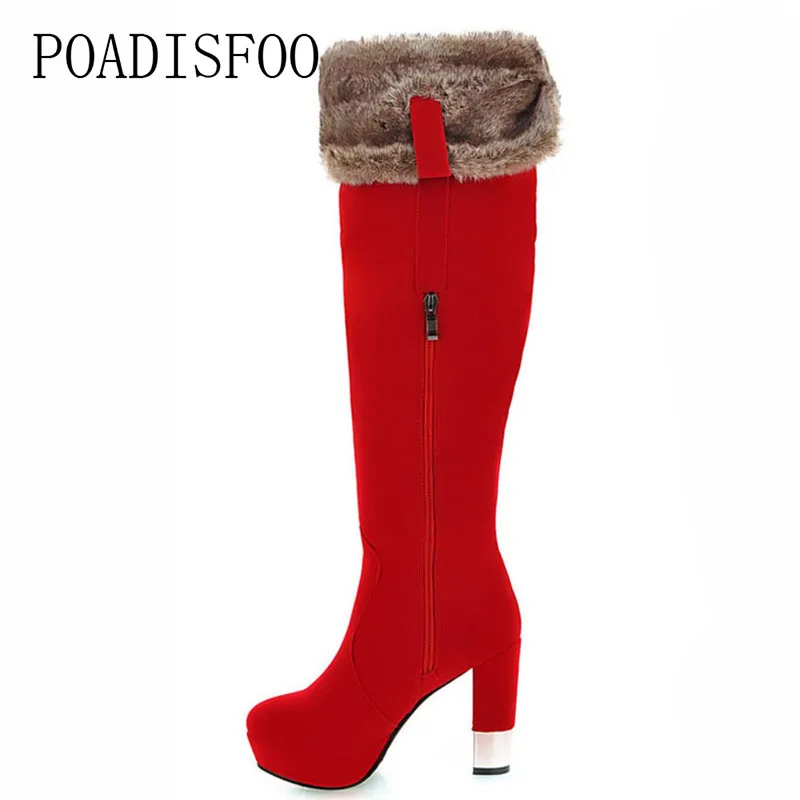

POADISFOO New High Imitation Lamb Hair Boots Waterproof Platform Stovepipe Over The Knee women's Boots Wholesale.XJ-QZL391