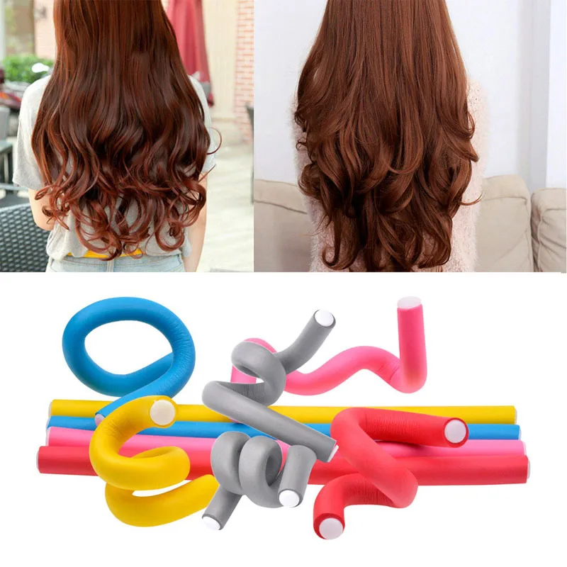 

50Pcs Bendy Twist Hair Curling Flexi Rods Magic Air Foam Hair Roller Curler Bendy Magic Styling Hair Sticks Random Color S50