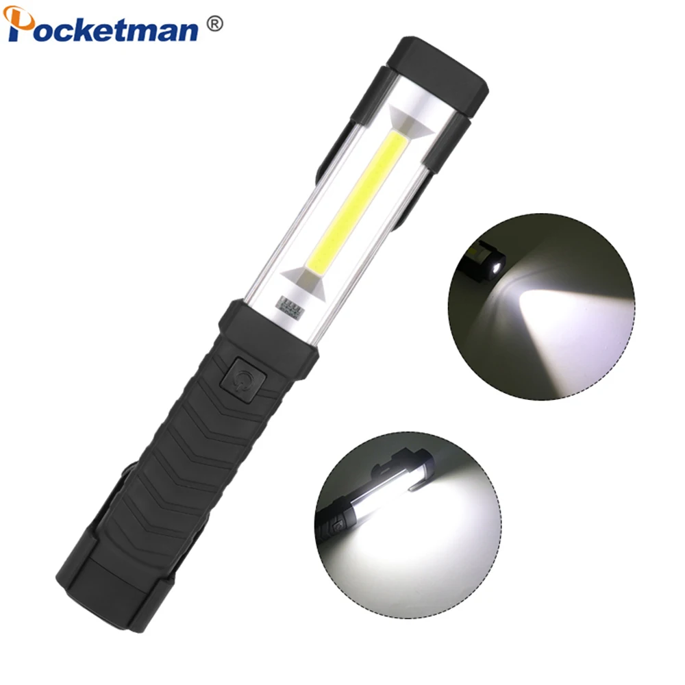 LED Flashlight with 8500LM USB Rechargeable Torch COB+LED Work