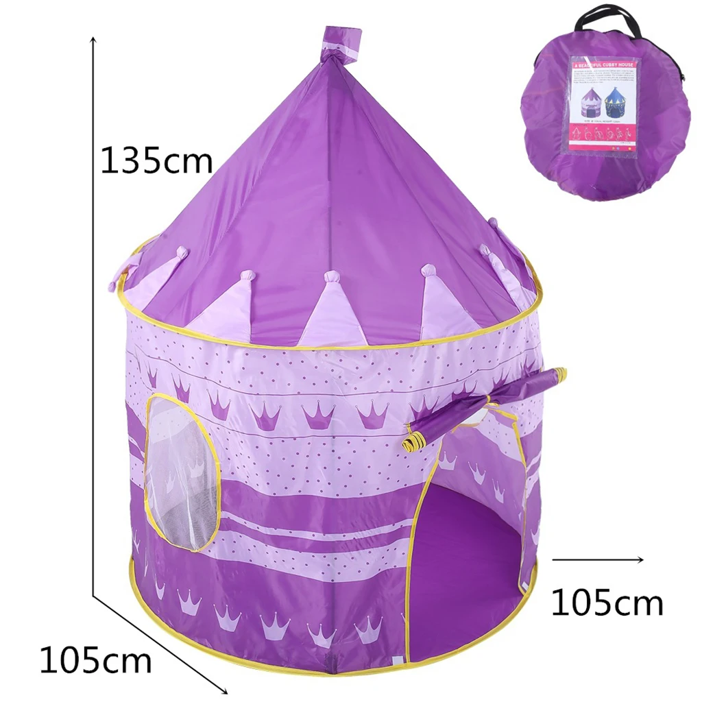 Foldable Kids Girl Purple Castle Play House Indoor Outdoor Pop Up Tent Toy