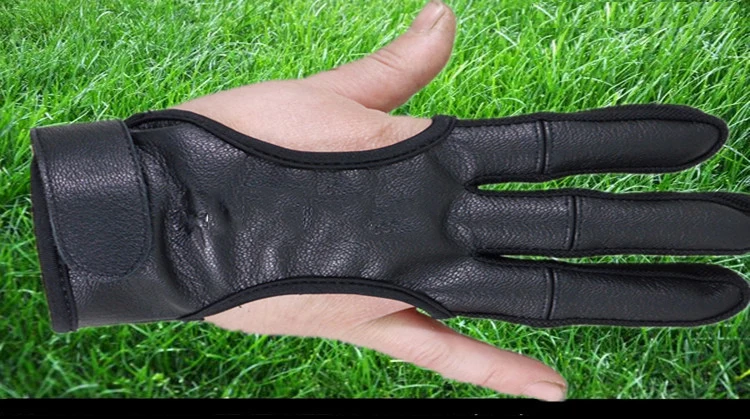 Protecção das Mãos Luvas de Dedo de Couro em Preto de Alta Luvas de Proteção de Arco e Flecha para a Caça de Tiro Popular Nova Elástica 3