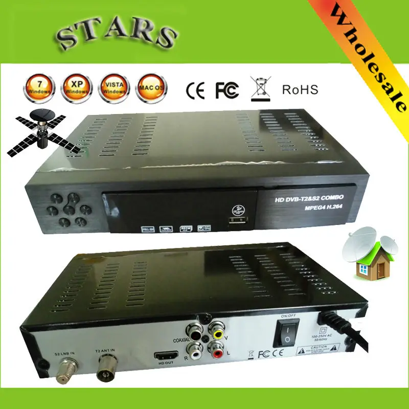Приемник цифрового спутникового телевидения Combo dvb t2 + S2 HD 1080P s2 TV Box H.264 / MPEG 2/4 для