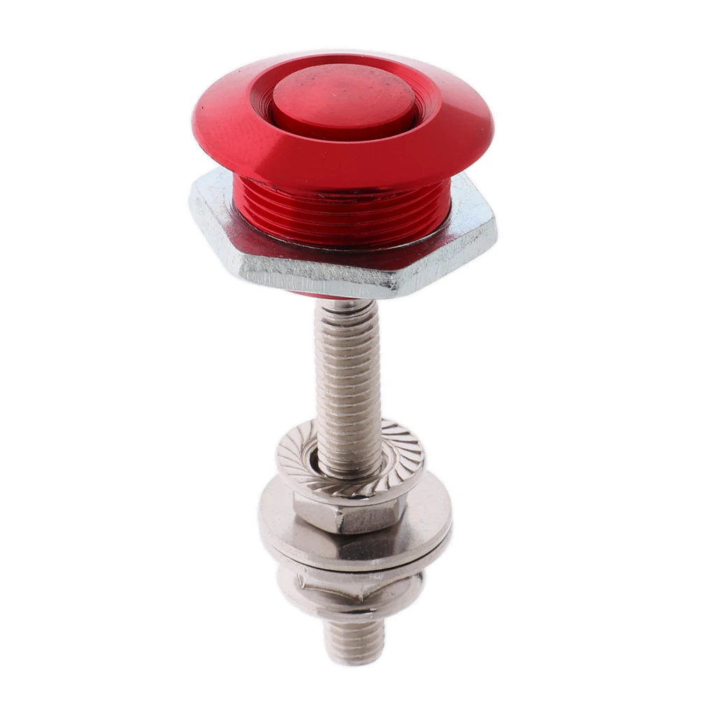 Push Button Hood Pin Lock Low Profile Click Latch Quick Release Aluminum Alloy Exterior Part Black/Red