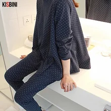 

KISBINI Women Autumn Pajamas Sets Cotton Women Sleepwear Breathable Long Pants Casual Ladies Homewear