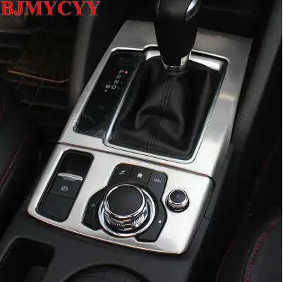 BJMYCYY Car stainless steel Inner Gear Shift Box Panel Cover Trim For LHD Mazdas CX 5