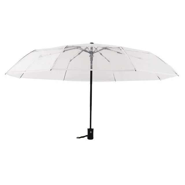 Fancytime прозрачный автоматический зонт для женщин и детей диаметр 93 см Три Складной Ветрозащитный солнечный и дождливый Зонты - Цвет: White