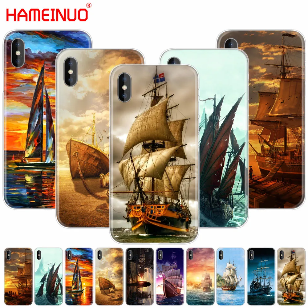 

HAMEINUO sailing Ship Sightseeing boat Pirate Ship Hood New cell phone Cover case for iphone X 8 7 6 4 4s 5 5s SE 5c 6s plus